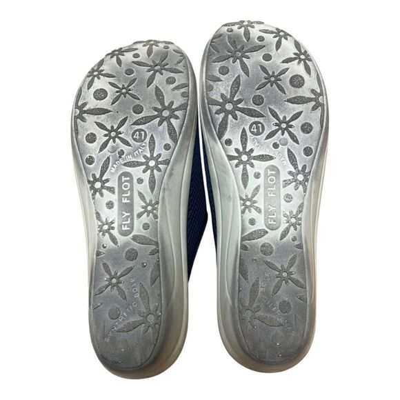 Fly Flot Anti-Shock Slip On Shoes Navy Blue Mesh Mules Cozy Comfy Lightweight - Picture 7 of 9
